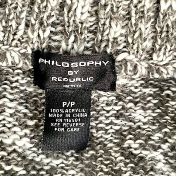 Philosophy By Republic Gray Turtle Neck 3/4 Sleeve Sweater Cardigan Size P/P - Picture 7 of 7